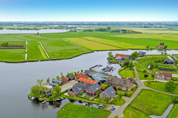 Aerial from the village Zevenhuizen in the countryside from the Netherlands Aerial from the village Zevenhuizen in the countryside from the Netherlands netherlands aerial stock pictures, royalty-free photos & images