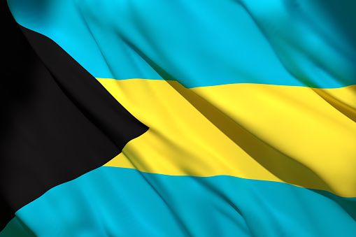 3d rendering of a Bahamas national flag waving