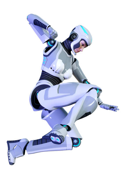 istock 3D illustration female robot on white 1158185214