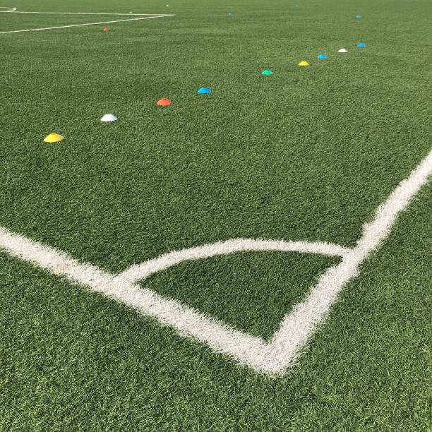 istock Grass football pitch corner flag markings square 1158190091