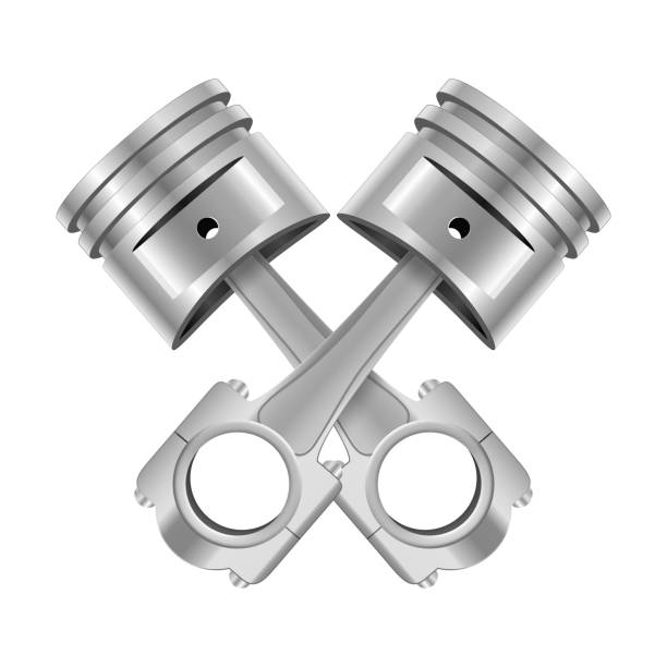 ilustrații de stoc cu realist detaliate 3d două pistoane cu tije set. vector - piston
