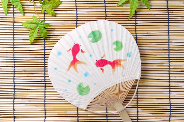 istock Japanese summer scene with Japanese fan 1158193456