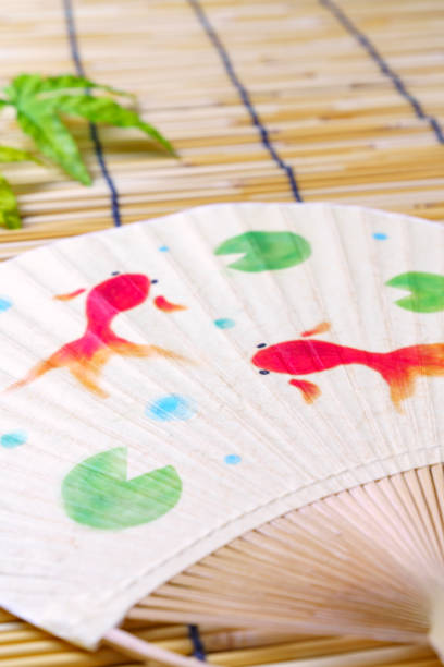 istock Japanese summer scene with Japanese fan 1158193515