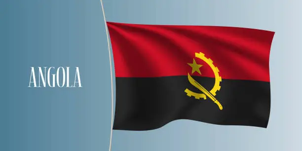 Vector illustration of Angola waving flag vector illustration