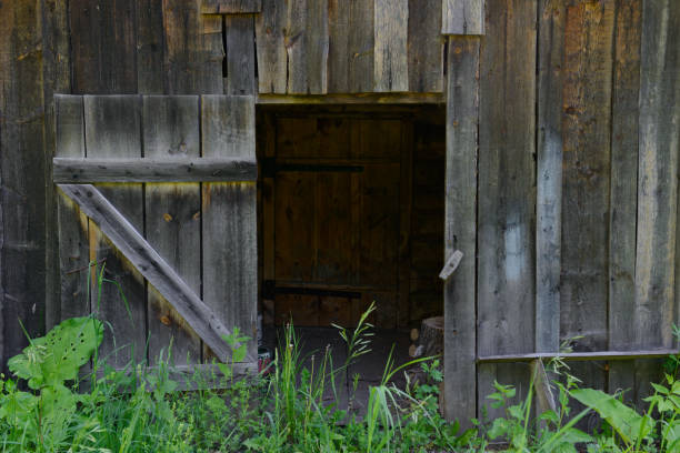 istock open old wooden doors on an abandoned wooden wall 1158197118