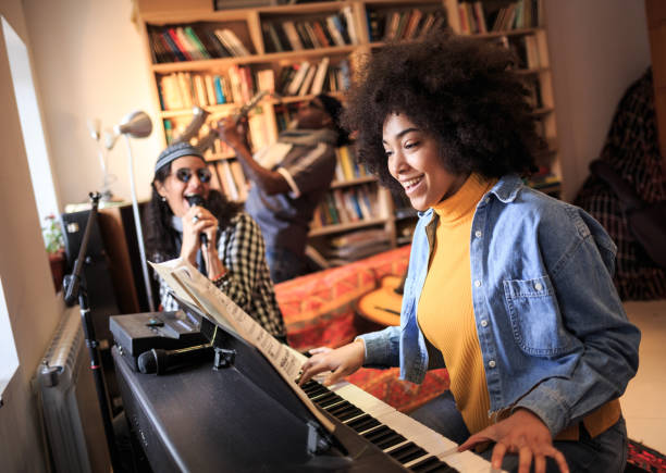 istock Band playing and singing at home 1158198871