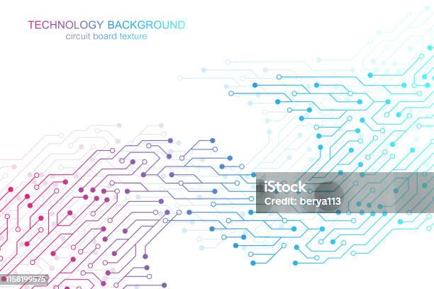 Computer Motherboard Vector Background With Circuit Board Electronic Elements Electronic Texture For Computer Technology Engineering Concept Motherboard Computer Generated Abstract Illustration - Arte vetorial de stock e mais imagens de Tecnologia