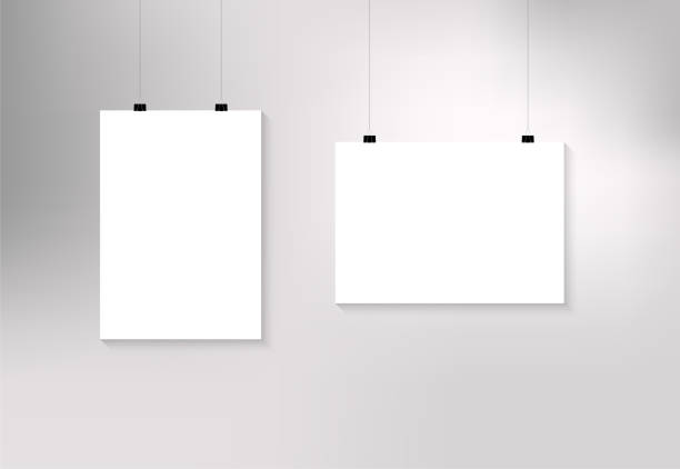 papier aufhängen mit büroklammern - poster stock-grafiken, -clipart, -cartoons und -symbole