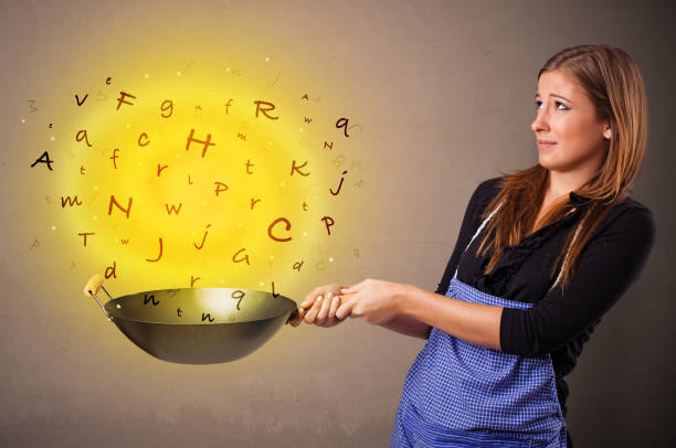 istock Person cooking letters in wok 1158201156