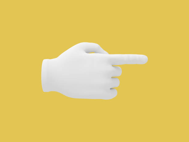 istock Cartoon hand with index finger.. Illustration on yellow color background. 3D-rendering. 1158201947