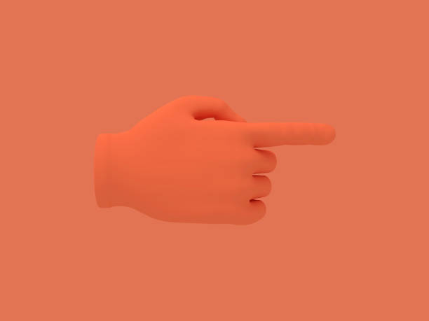 istock Cartoon hand with index finger.. Illustration on red color background. 3D-rendering. 1158201976