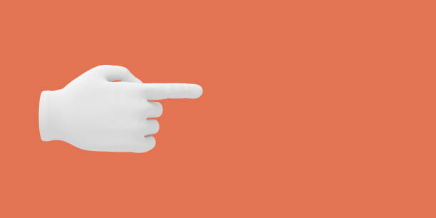 istock Cartoon hand with index finger.. Illustration on red color background. 3D-rendering. 1158202004