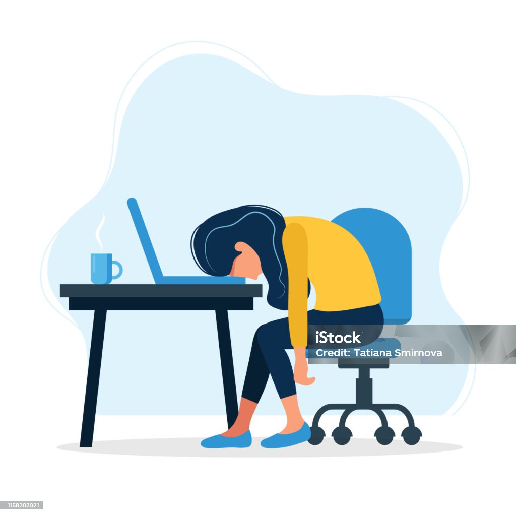 Ảnh Minh Họa Khái Niệm Kiệt Sức Với Nữ Nhân Viên Văn Phòng Kiệt ...