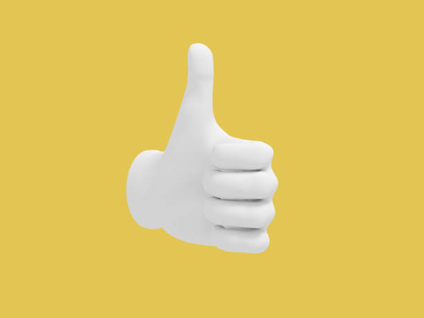 istock Cartoon hand thumb up. Illustration on yellow color background. 3D-rendering. 1158202037