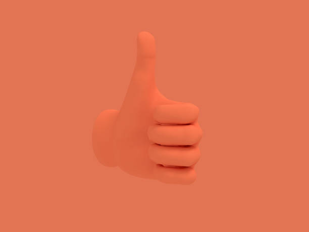 istock Cartoon hand thumb up. Illustration on red color background. 3D-rendering. 1158202107