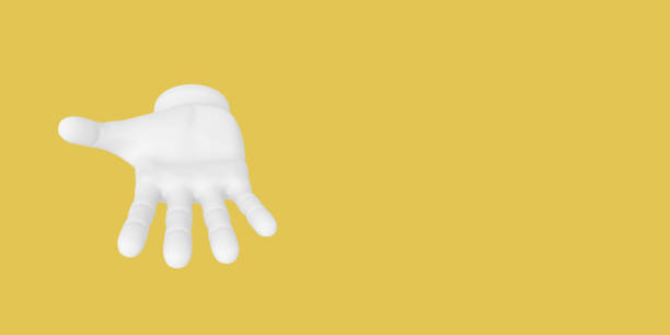 istock Cartoon open palm. Illustration on yellow color background. 3D-rendering. 1158202242