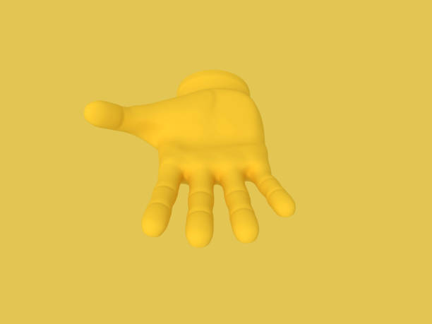 istock Cartoon open palm. Illustration on yellow color background. 3D-rendering. 1158202245