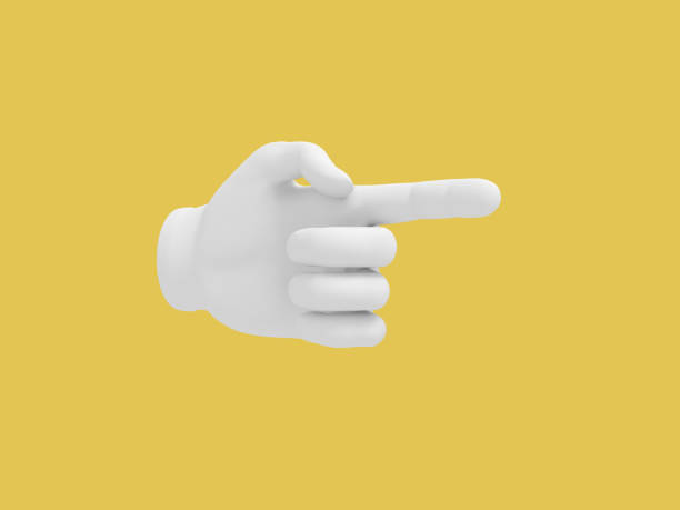 istock Cartoon hand with index finger.. Illustration on yellow color background. 3D-rendering. 1158202417