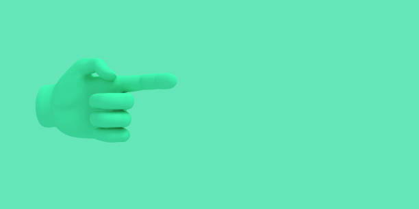 istock Cartoon hand with index finger.. Illustration on green color background. 3D-rendering. 1158202418