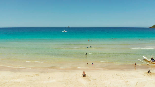 istock Tropical beach with white sand, view from above 1158203883