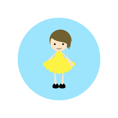 Girl Short Hair Illustration Flat Animated Cartoon Illustration Stock  Illustration - Download Image Now - iStock