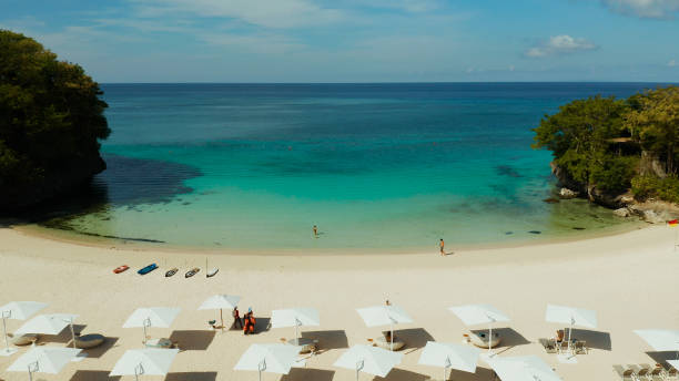 istock Tropical beach and blue lagoon 1158207534