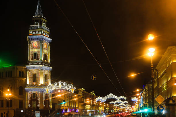 istock Nevsky Prospect illuminated for Christmas. 1158208890