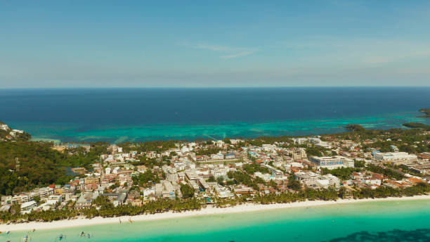 istock Boracay island with white sandy beach, Philippines 1158209106