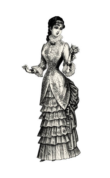 ilustrações, clipart, desenhos animados e ícones de ilustração do victorian da noiva - bride women wedding flower