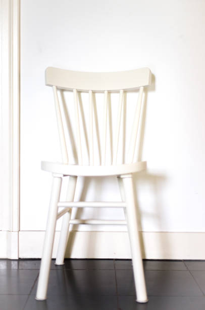 istock Antique Rustic Farmhouse Spindle-Back White Wood Chair 1158214850