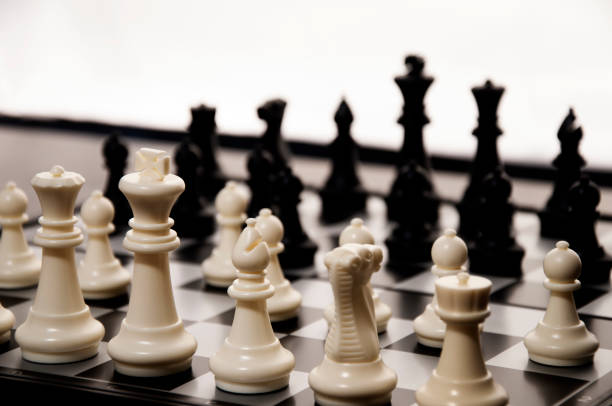 istock Business strategy concept on black background. Start up business planning Strategy idea with chess game. Chess board game. 1158214872