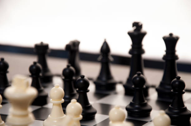 istock Business strategy concept on black background. Start up business planning Strategy idea with chess game. Chess board game. 1158214907