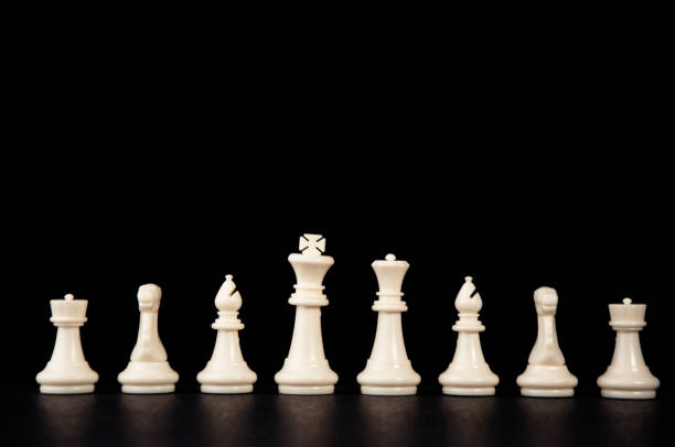 istock Business strategy concept on black background. Start up business planning Strategy idea with chess game. Chess board game. 1158215069