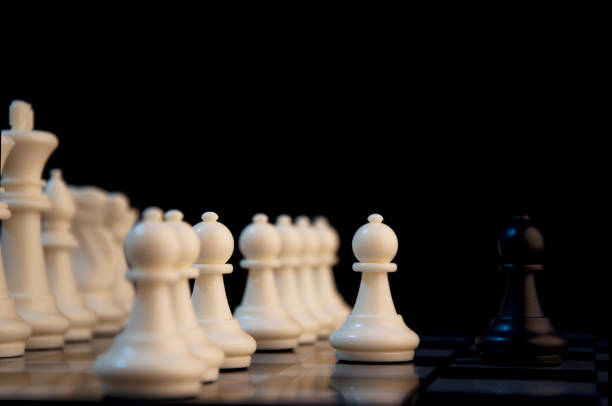 istock Business strategy concept on black background. Start up business planning Strategy idea with chess game. Chess board game. 1158215094