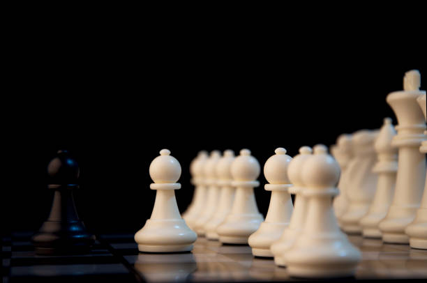 istock Business strategy concept on black background. Start up business planning Strategy idea with chess game. Chess board game. 1158215486