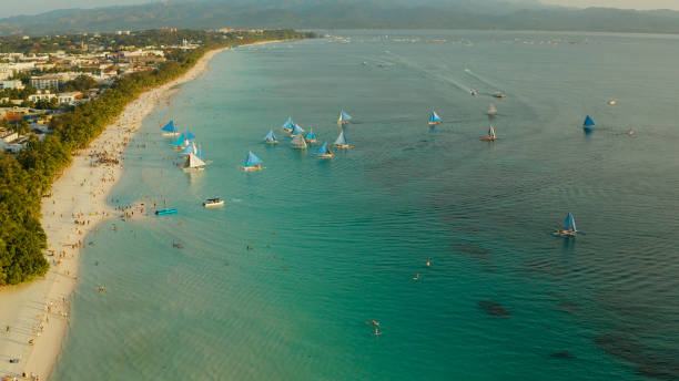 istock Tropical beach and sailing boats, Boracay, Philippines 1158215737