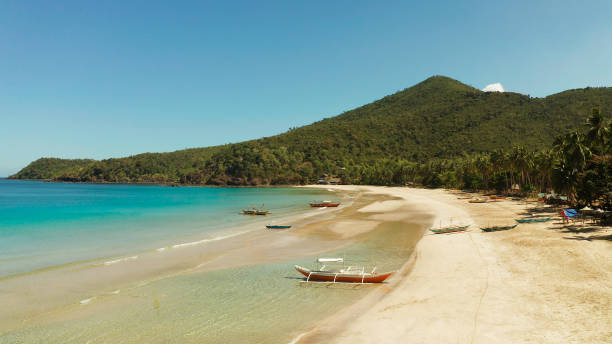 istock Tropical beach with white sand, view from above 1158216998