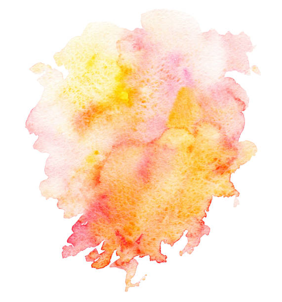 istock Pink red yellow splash watercolor hand painted isolated on white background. 1158218211