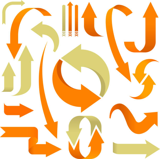 Satz von 3D-Pfeile in Orange und Beige. – Vektorgrafik