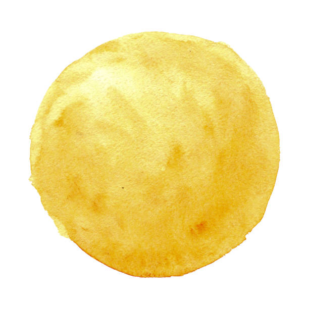 istock Hand drawn bright yellow watercolor blurred circle isolated on white background. 1158218615