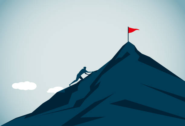 klettern - risk mountain climbing climbing conquering adversity stock-grafiken, -clipart, -cartoons und -symbole