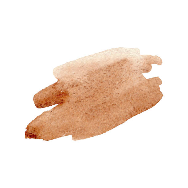 istock Hand drawn watercolor brown brush strokes with rough edge on white background. 1158219234