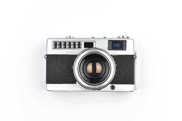 istock Vintage SLR camera isolated on white background 1158220405