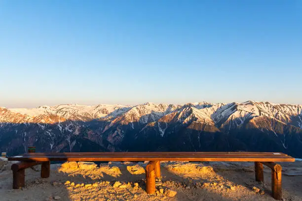 Photo of Scenery of Snow mountain range of Norther Japan Alps Chubu-Sangaku Park.