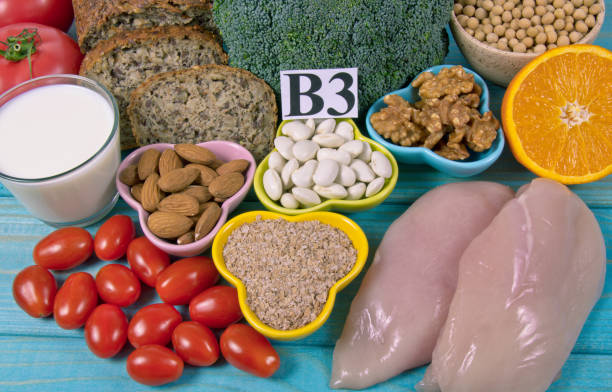 istock Nutritious ingredients and products containing vitamin B3 (PP, niacin) and other natural minerals, concept of healthy lifestyle and nutrition. 1158224438