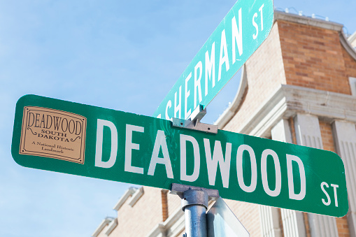 Deadwood Street sign in Deadwood, South Dakota, USA.