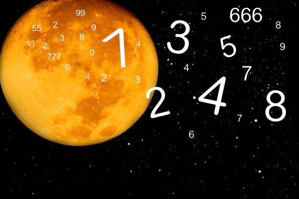 istock Space sky, moon and numbers, numerology 1158231223