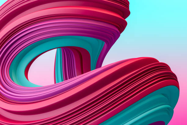 istock 3d abstract liquid twisted shape wavy background, Iridescent neon digital art 1158232558