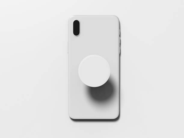 Blank smart phone pop socket stand and holder for branding. 3d rendering illustration.