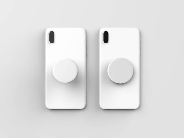 istock Blank smart phone pop socket stand and holder for branding. 3d rendering illustration. 1158239030